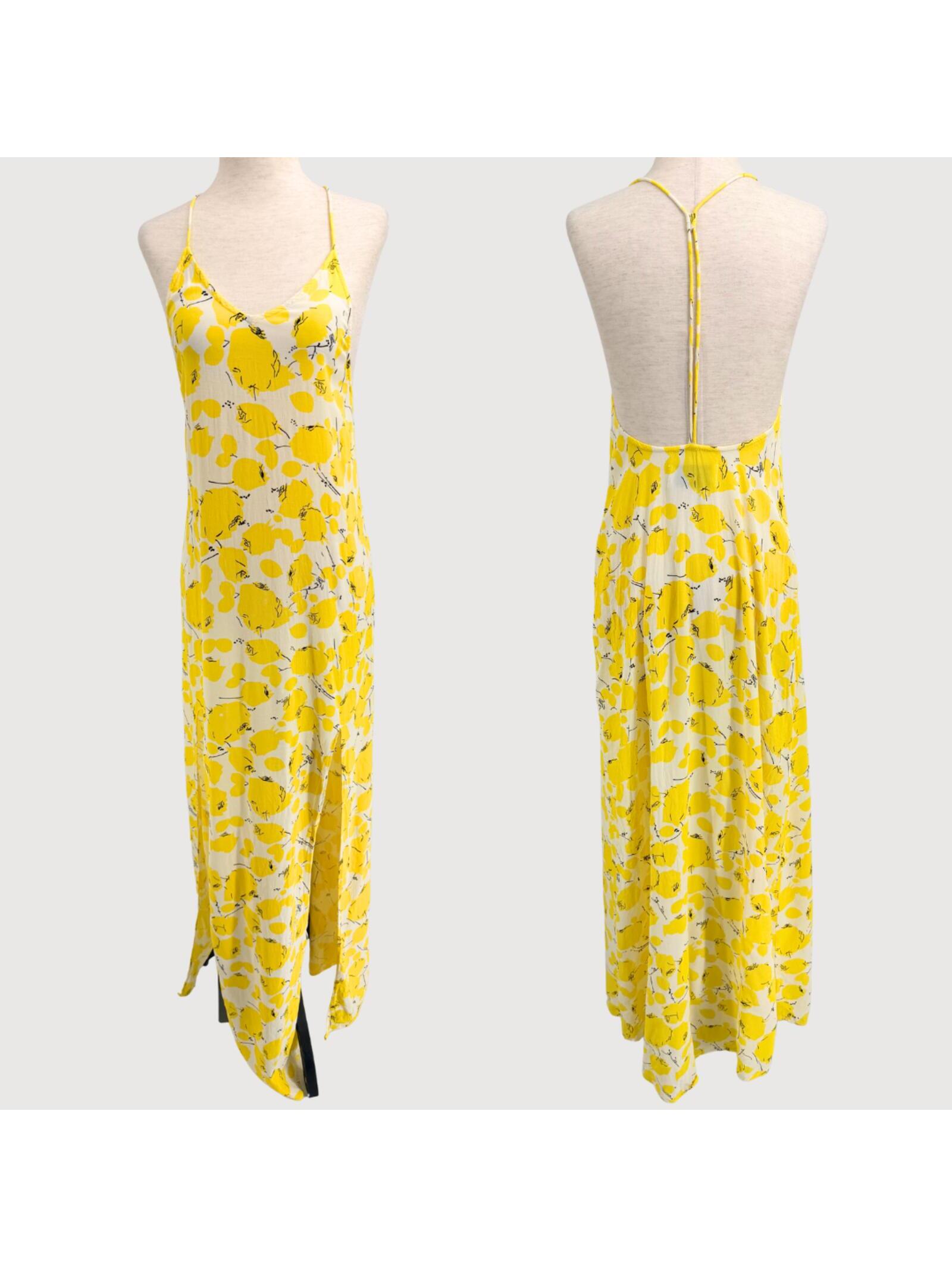S/W/F Amalfi Lemon Maxi Slip Dress Yellow Xs